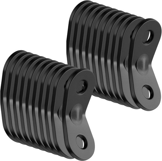 Abspannleinenspanner – 20 Stück – Wiederverwendbar – Aluminiumlegierung – Für Camping, Wandern, Markisen Und Zelte – Schwarz – 40 X 5 Mm
