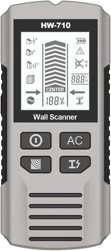 Manueller Metalldetektor – Sicherheitsscanner/bolzenfinder – Wandinspektion – Multifunktionales Lcd-display – 17,4 Cm – Silber
