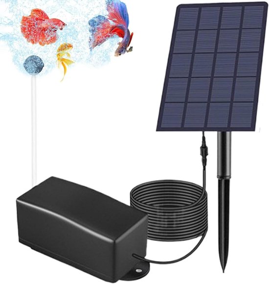Solarbetriebener Teichbelüfter – Teichluftpumpe – Für Gesunde Wasserlebewesen – Wetterfestes Design – 300 Cm Kabel – Schwarz