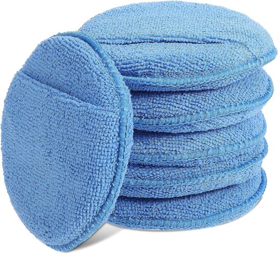 Set Mit 6 Mikrofaser-wachsapplikatorpads Für Die Auto- Und Bootspflege, Ideal Zum Reinigen Und Feinpolieren (13 Cm)