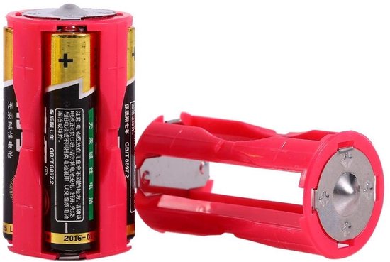 Allecto – Batterieadapter – Aa-zu-c-konverter – Tragbare Lösung – Rot – 4 Stück – Ideal Für Tv- Und Audiogeräte – Für Den Heimgebrauch