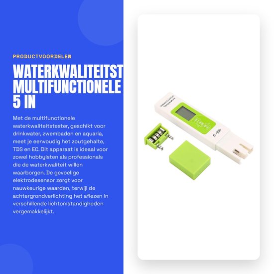 Dailygoods Wasserqualitätstester Multifunktional 5-in-1 Zuverlässig Und Präzise Kompakte Größe Ideal Für Aquarien Und Schwimmbäder Schnell