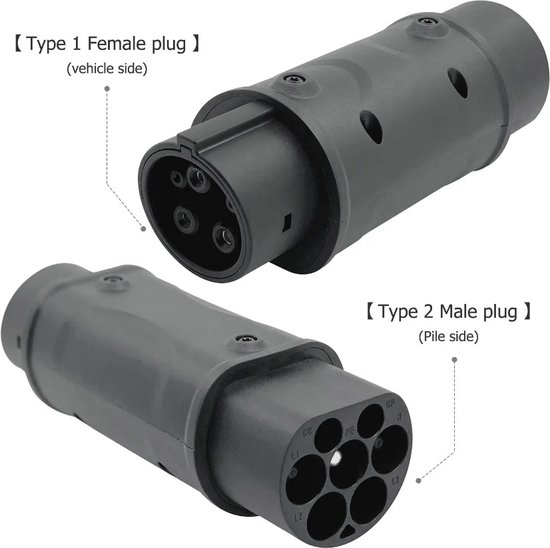 Typ-2-ladekabel Auf Typ-1-autoadapterstecker Für Elektroautos, 32 Ampere