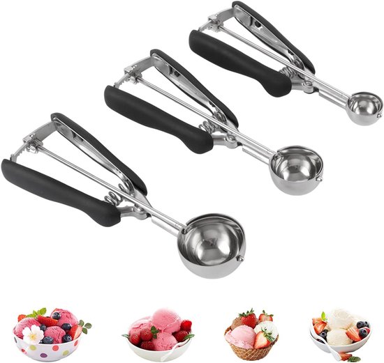 Eiskugelportionierer Aus Edelstahl – 3 Größen Für Perfekte Eiskugeln – 3 Stück