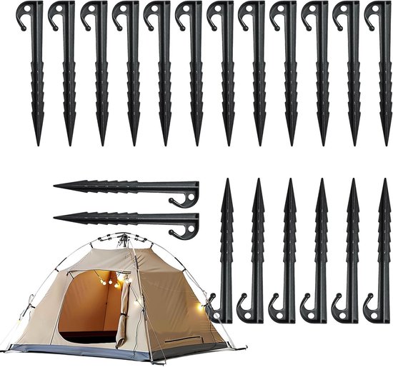 Heringe Für Zelte Und Campingplätze – Innovatives Hakensystem – 20 Stück – Schwarz