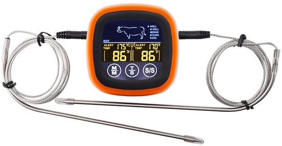 Doppelfühler-thermometer – Digitales Küchenthermometer – Perfektes Kochen – Überhitzungsalarm – 18 X 3 X 9,9 Cm