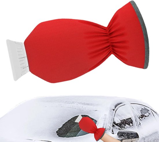 Eiskratzer Mit Handschuh – Autoschneeschaufel – Scheibenreinigung – Warme Isolierung – 355 X 16 Cm – Rot