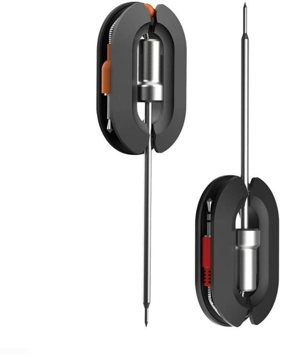 Intelligentes Grillthermometer – Kabelloses Fleischthermometer – Zum Grillen Und Braten – 4 Sonden – Reichweite Bis Zu 45 Meter – Schwarz