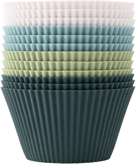 Dailygoods – Cupcake-förmchen-set, 12-teilig – Silikon-muffinformen – Wiederverwendbar – Bpa-frei – Für Kuchen/pudding – 4 Farben