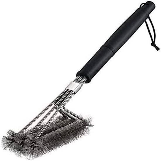 Grillbürste – Grillreiniger – Grillreinigung – Edelstahl – 45 Cm – Schwarz