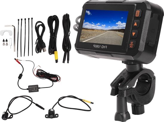 Motorrad-actionkamera 3 Zoll Dashcam 1080p Front- Und Rückkamera - Fahrtschleifenaufnahme, G-sensor, Parküberwachung, Wasserdicht.