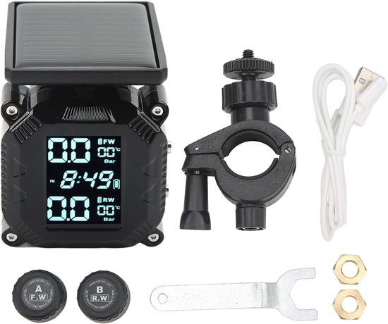 Motorrad-reifendruckkontrollsystem (tpms), Solarbetrieben, Drahtlos, Mit Display Und Sensoren