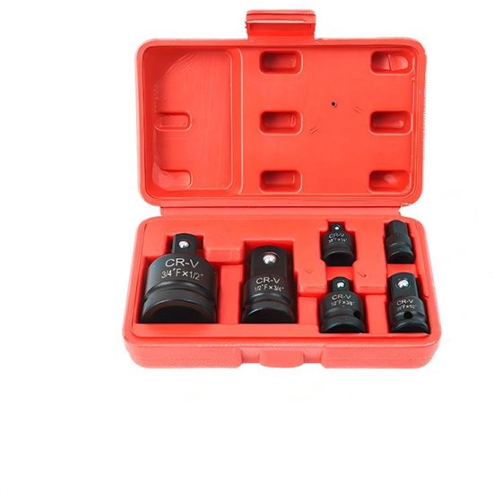 Sechsteiliges Steckschlüssel-adapterset 3 4 X 1 2 1 2 X 3 4 3 8 X 1 4 1 4 X 3 8 1 2 X 3 8 3 8 X 1 2 Aus Chrom-molybdän-stahl Bestehend Aus Einem 6