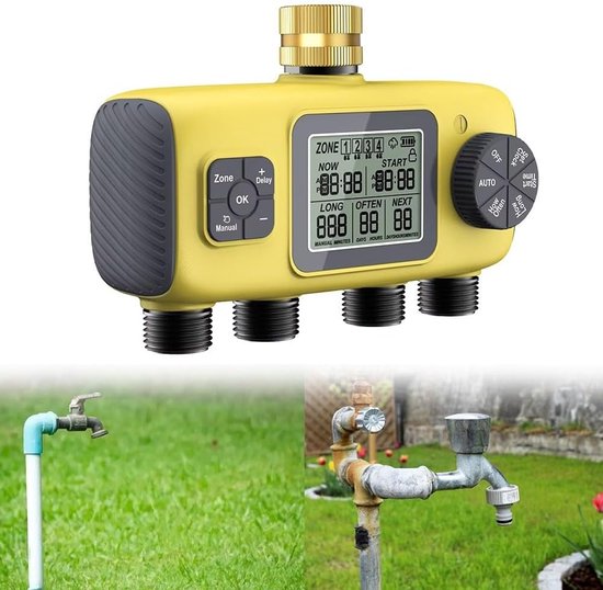 Bewässerungsuhr – Automatisches 4-wege-system, 1,9 Cm Bsp-gewinde, Für Rasen Und Pflanzen