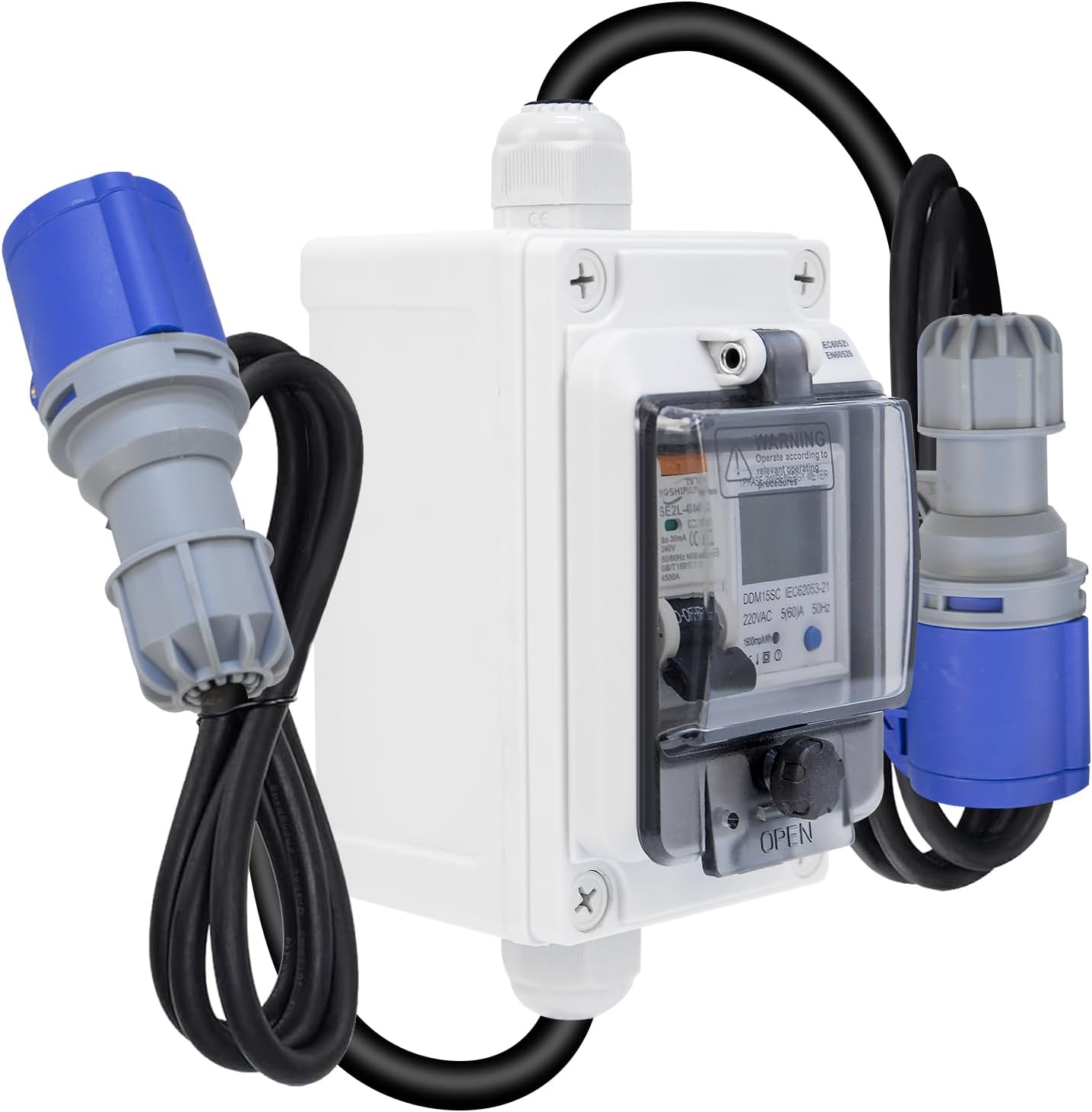 Stromzähler, Stromverbrauchsmesser Mit Rcbo/reset, 2,5 Mm² Kabel, Tragbarer Digitaler Mobiler Stromzähler Für Boot/wohnmobil/camping