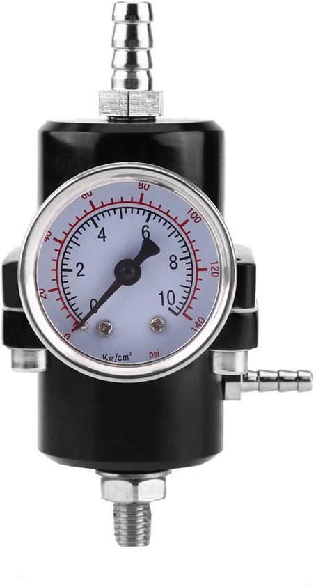Allecto - Kraftstoffdruckregler Aus Aluminiumlegierung Mit Manometer 0-140 Psi