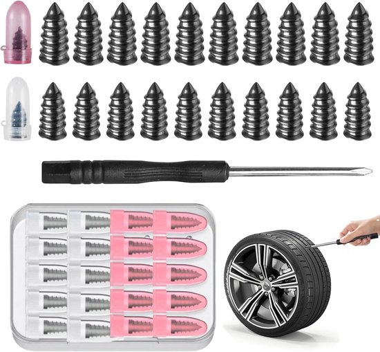 20-teiliges Autoreifen-reparaturset Inklusive Vakuum-reifennägeln In 2 Größen Gummi-reifennägeln Aufbewahrungsboxen Und Schraubendreher Geeignet