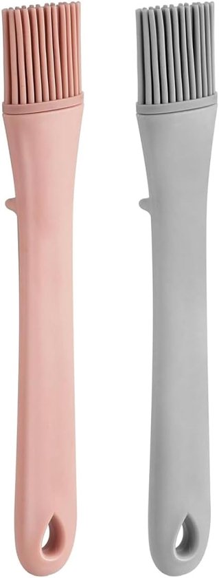 2er-pack Pinsel, Eierwaschpinsel, Gebäckpinsel, Silikon-gebäckpinsel, Ölpinsel Für Grill, Soßen, Butter, Marinaden, Eierwaschmittel (rosa Und Grau)