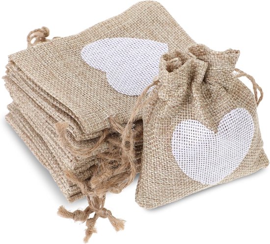 Allecto Plus – 10 Kleine Beutel Zum Befüllen – Jutebeutel – Geschenktüten – Leinenbeutel Für Geburtstage, Hochzeiten Und Kinderpartys – 10 X 8 Cm