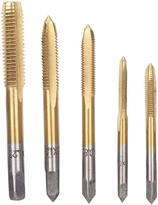 Gewindebohrer-set Für Werkzeugmaschinen – Bohren/gewindebohren/senken – 5-teilig – M3, M4, M5, M6, M8 – Beschichtet – Langlebig Und Vielseitig Einsetzbar
