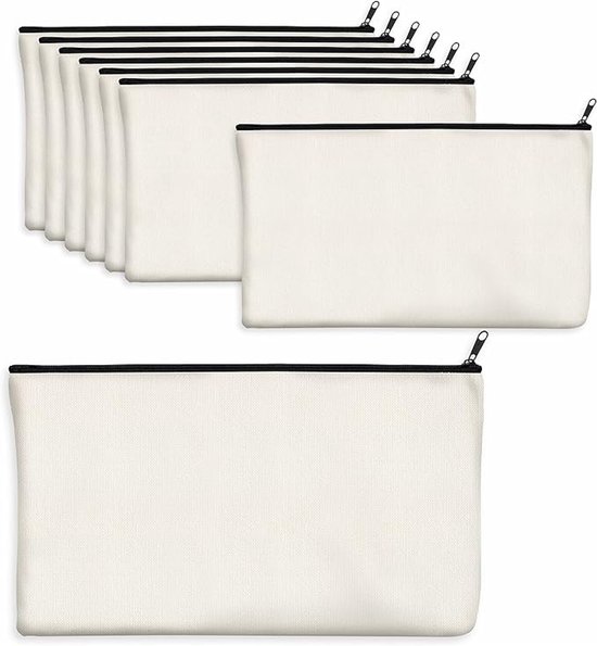 15er-pack Leere Baumwoll-canvas-taschen Mit Reißverschluss Zum Selbermachen, Ideal Als Federmäppchen, Kosmetiktasche Oder Aufbewahrungsbeutel Für Make-up, Kosmetikartikel Und Schreibwaren.