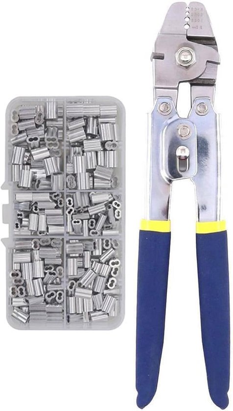 Kabelcrimpzange – Crimpwerkzeug – 150-teiliger Klemmenhalter – Zum Crimpen Von Angelschnüren Bis 2,2 Mm – Robuste Kabelcrimpzange Aus Edelstahl