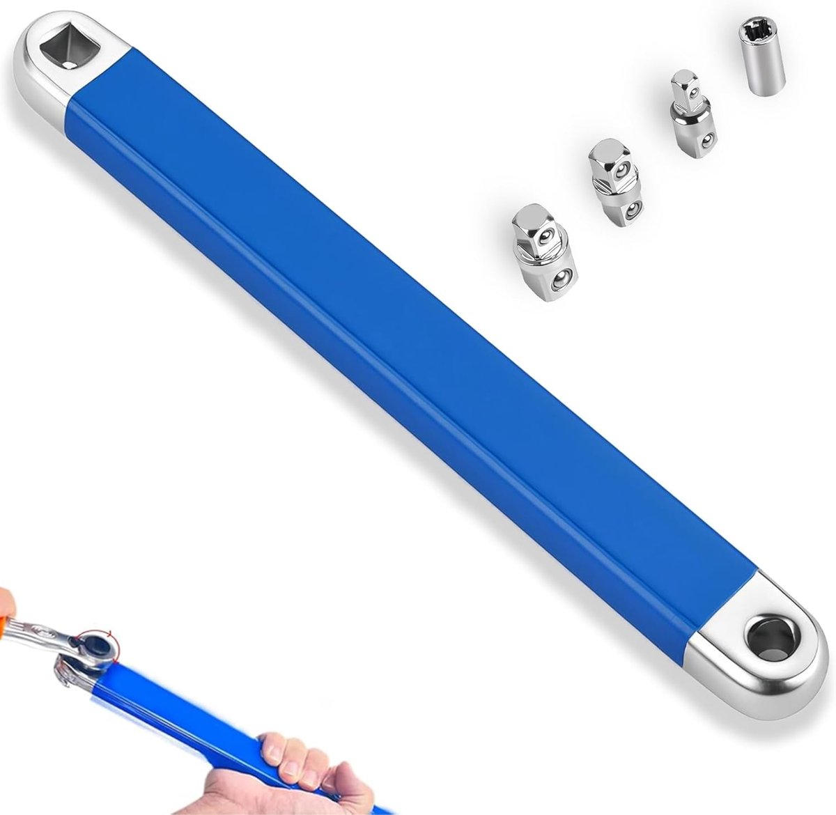 Schlagfester, Abgewinkelter Schraubenschlüsselsatz – Ratschenverlängerung Mit 1/2", 1/4" Und 3/8"-antriebsadaptern – Profi-werkzeug