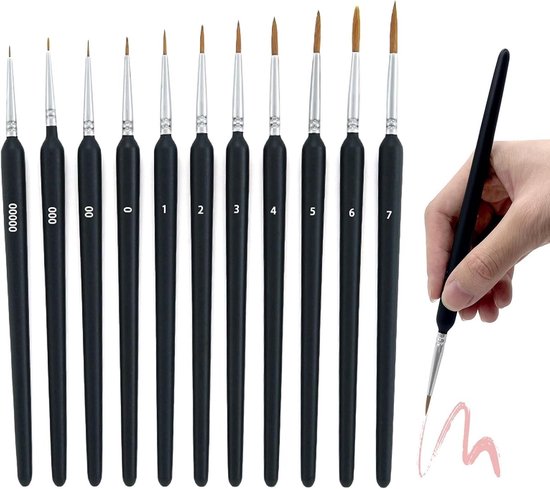 Feinpinselset – 11 Acrylpinsel Für Den Modellbau