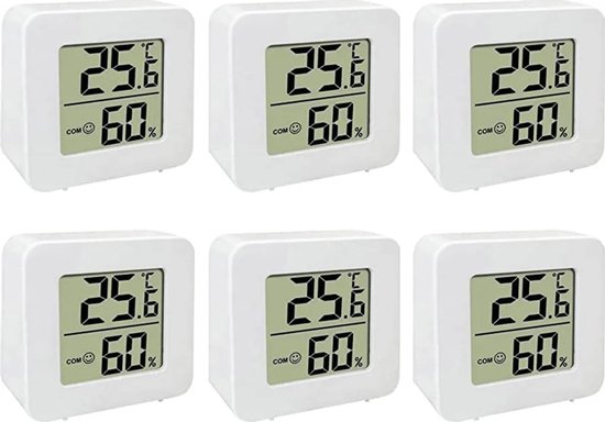 6-teiliges Mini-digitalthermometer-hygrometer-set Mit Lcd-anzeige Geeignet Für Den Innenbereich Ausgestattet Mit Einem Ständer Und Einer An Der