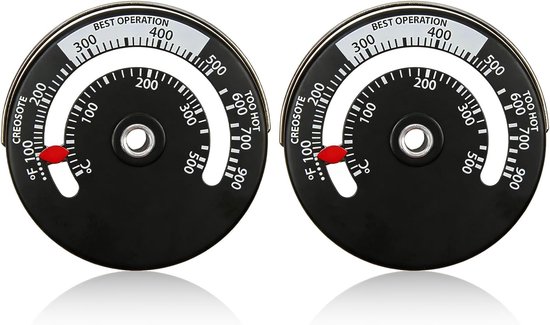 2er-set Magnetische Ofenthermometer – Thermometer Für Holzöfen Und Grills – Schornsteinrohr-temperaturanzeiger – Geeignet Für Holzöfen – Schwarz