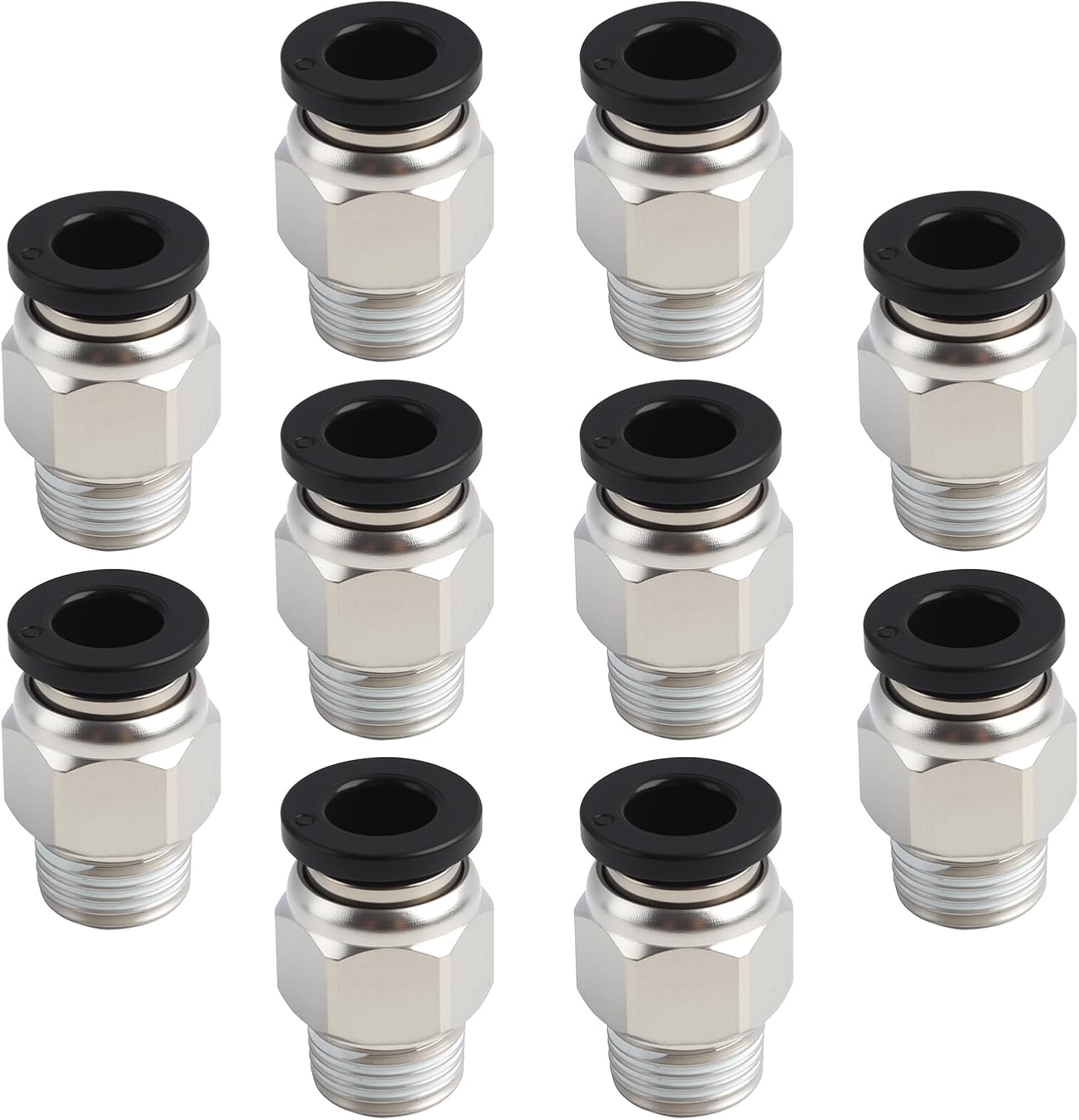 10 Stück Gerade Schnellverbinder (außengewinde), 4 Mm Außendurchmesser Rohr X 1/8" Bsp-gewinde, Schnellverbinder Mit Anschlüssen Und Dichtungen Für Pneumatische Systeme, Schwarz (pc4-01)