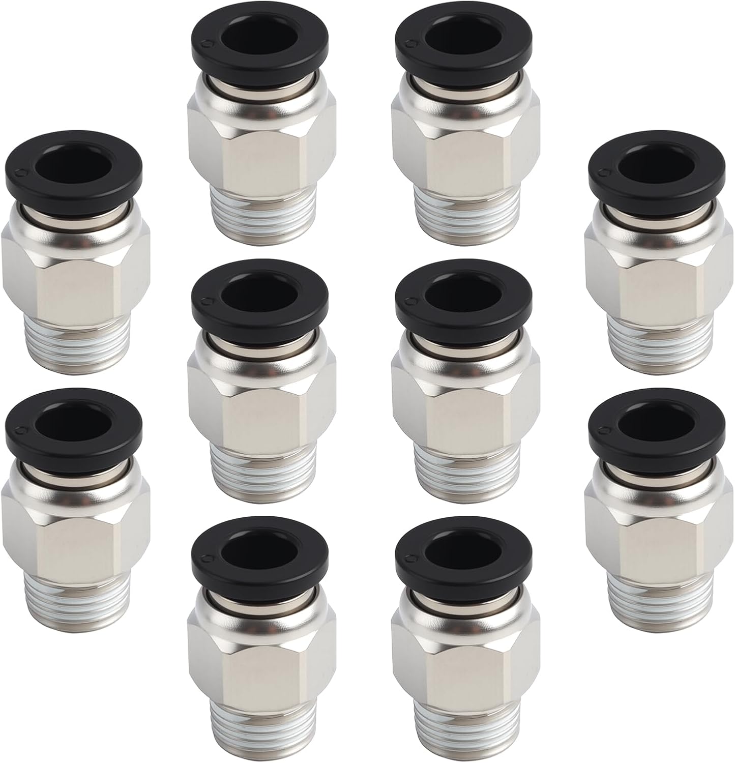 10 Stück Gerade Schnellverbinder (außengewinde), 6 Mm Außendurchmesser X 1/8" Bsp-gewinderohr, Schnellverbinder Mit Anschlüssen Und Dichtungen Für Pneumatische Systeme, Schwarz (pc6-01)