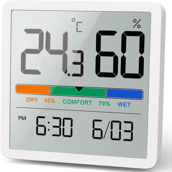 Digitales Temperatur- Und Feuchtigkeitsmessgerät, Tragbares Thermometer Und Hygrometer, Geeignet Für Den Innenbereich, Hohe Genauigkeit (weiß)
