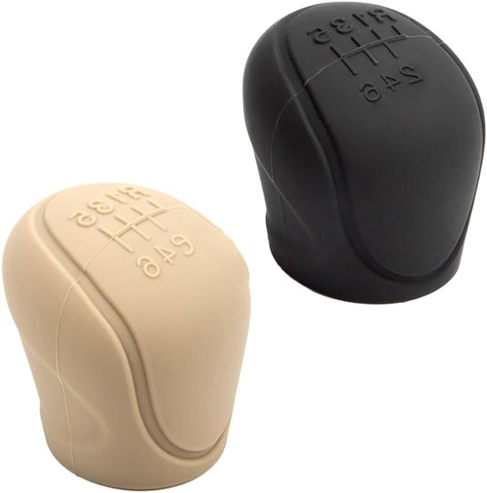 Universeller Schaltknaufbezug Aus Weichem Tpu-silikon Für 6-gang-schalthebel In Pkw (schwarz/beige) – 2 Stück