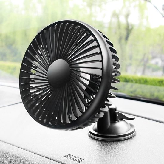 12v/24v Mini-autolüfter, Abs-kunststoff, Schwarz, Einköpfig, Usb-anschluss, Universell, Mit Saugnapf, 360°-kühlfunktion