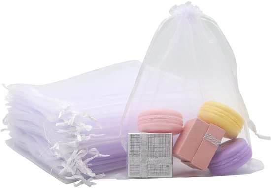 Dailygoods – 50 Weiße Organzabeutel Mit Kordelzug, 15 X 20 Cm