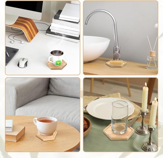 Dailygoods – Untersetzer, 9 Stück – Bambus – Sechseckig – 10 Cm – Untersetzer Für Gläser – Untersetzer Für Pfannen – Zum Selbermachen – Untersetzer