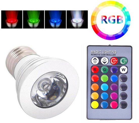 Rgb-kristall-led-lampe E27 Led-spotlampe Rgb 16 Farbwechsel + Fernbedienung