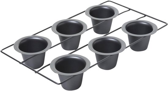 Metallene Popover-form Mit Einem Fassungsvermögen Von 6 Mulden Hergestellt Aus Robustem Aluminisiertem Stahl Mit Antihaftbeschichtung Perfekt Für