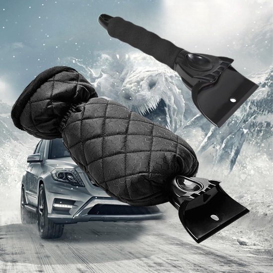 Eiskratzer Mit Handschuh - Eiskratzer Für Die Autoscheibe - Schneeschaufelhandschuh Für Den Winter - Wasserdichter, Warmer Eiskratzerhandschuh.