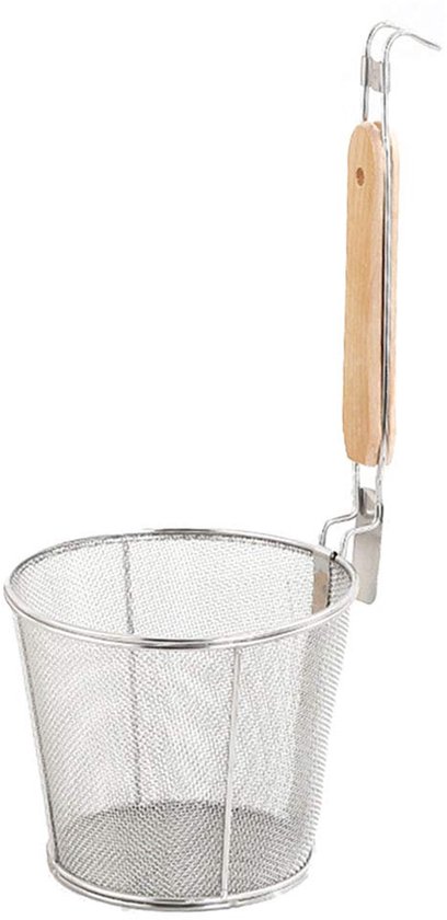 Edelstahl-drahtsieb Mit Holzgriff, Spinnennetz-sieb, Notfall-sieb Für Spaghetti Und Teigtaschen, 14 Cm