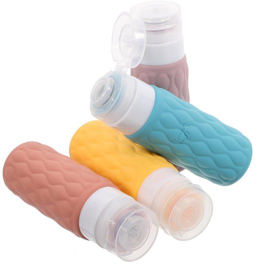 Silikon-reiseflaschen – Mit Etiketten – 4er-pack – 100 Ml – Inklusive Kulturbeutel B