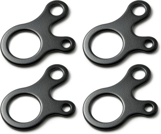 Schwarzer Aluminium-zeltleinenspanner 4-teiliges Set Mit Dreilochigen Kabelspannern Für Abspannleinen Und Leinenführung Beim Camping Praktisch 550