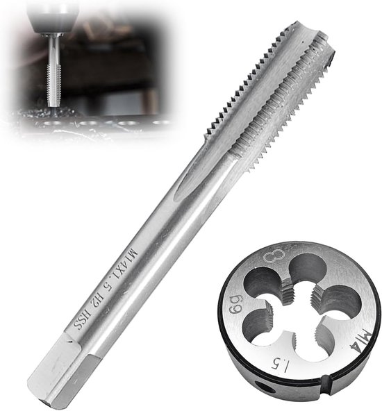 Gewindebohrer-set – 2-teiliges Set Mit Gewindebohrer Und Mitnehmer M14 X 1,5 Mm, Hygienischer Mitnehmer, Rundes Werkzeug Aus Stahllegierung, Geeignet Zum Gewindeschneiden