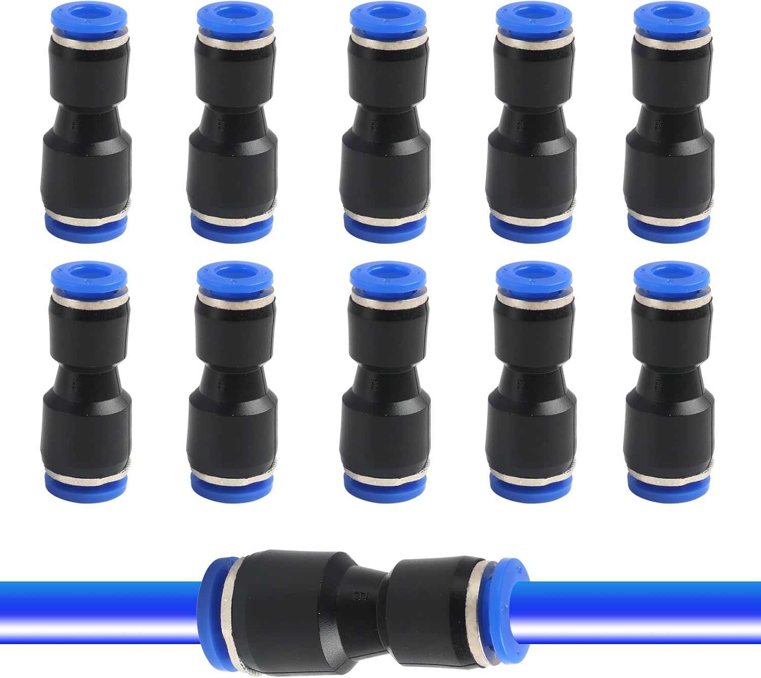 10 Stück 8 Mm X 6 Mm Pneumatikverschraubungen, Schnellkupplungen Für Druckluftschläuche, Steckverbinder, Vielseitig Einsetzbar In Maschinenbau, Elektronik Und Automobilindustrie