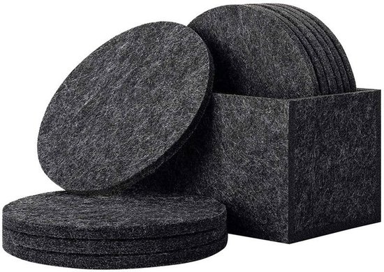 Runde Filzuntersetzer – 10-teiliges Premium-set Mit Box, Graue Glasuntersetzer Für Gläser, Getränke, Tassen Und Becher