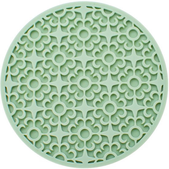 Runde, Gemusterte Silikonuntersetzer Aus Wärmeisolierendem Weichgummi Mit Asphaltmuster, 10 Cm Durchmesser, In Edelsteingrün, 10 Stück