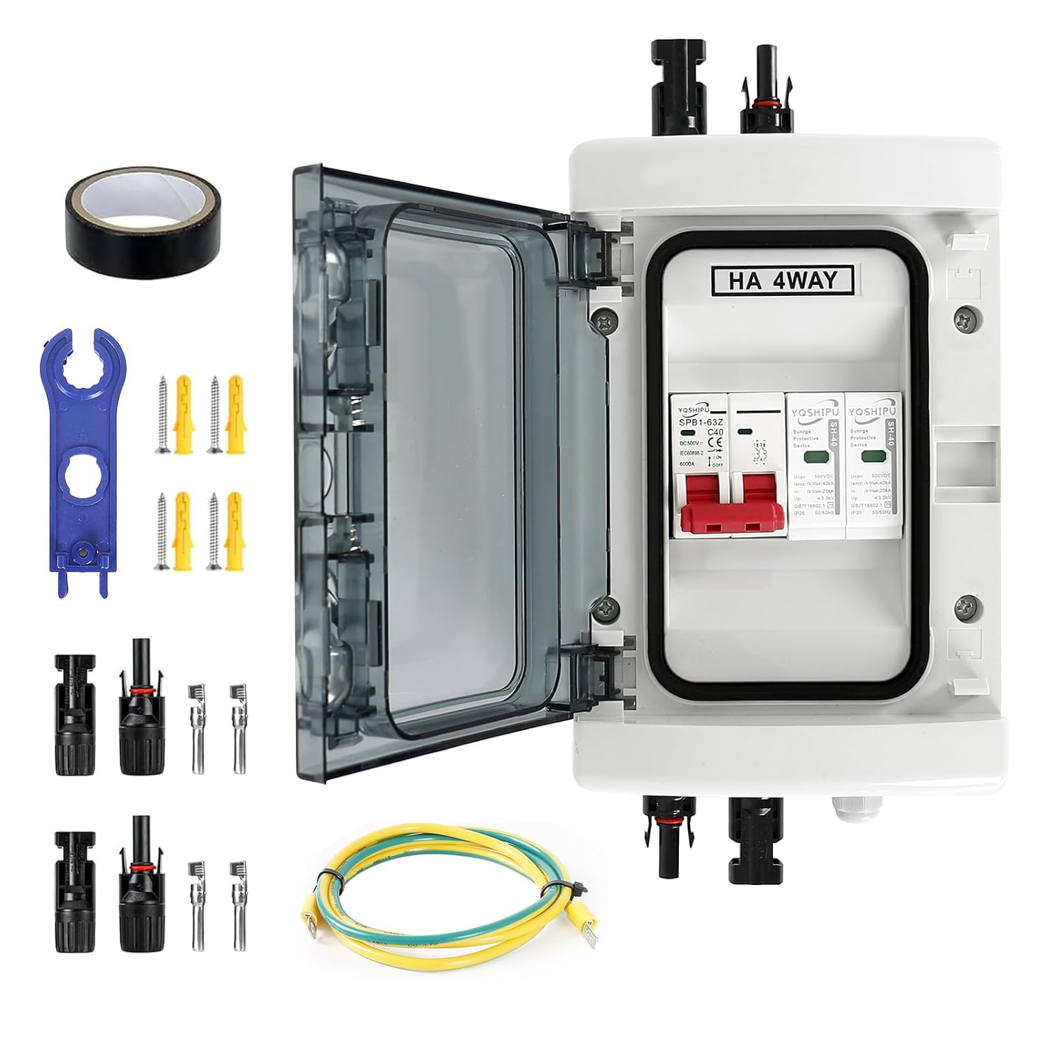 Dc-pv-solar-kopplungsbox, 40a/1000v Überspannungsschutz (1 Eingang, 1 Ausgang) Ip65 Wasserdichter Solar-leistungsschalter Für Solarmodule