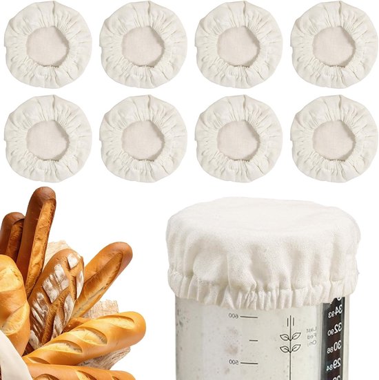 8 Wiederverwendbare Elastische Baumwolldeckel Für Sauerteiggläser – Luftdichter Deckel Für Sauerteigstarter, Kombucha Und Fermentationsgläser