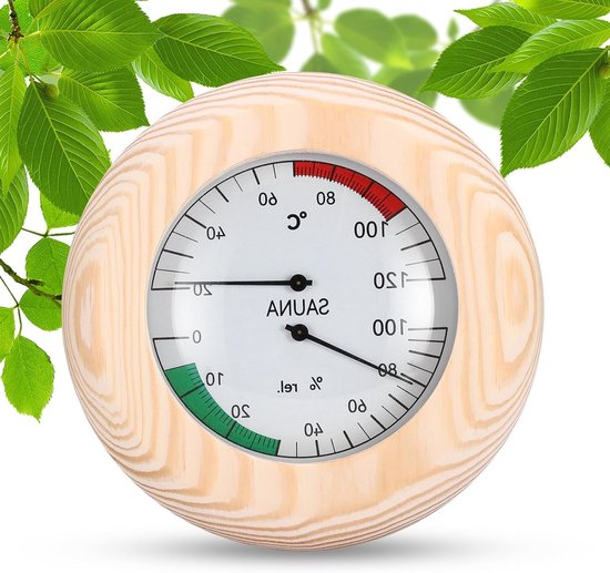 Rundes Saunathermometer Und Hygrometer Aus Holz – Präzises Messgerät Für Temperatur Und Luftfeuchtigkeit Im Innenbereich